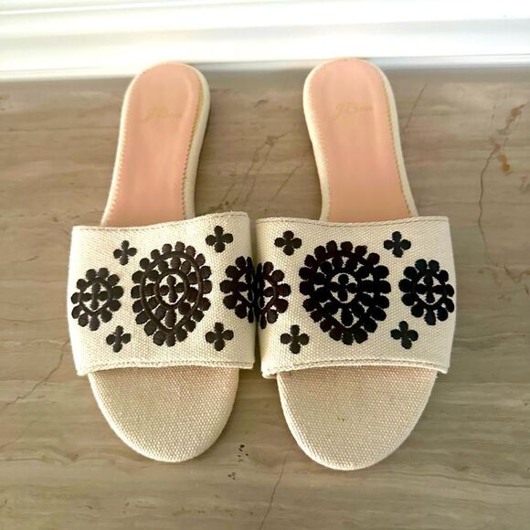 J. Crew Cora, embroidered slide sandal. - Picture 1 of 6